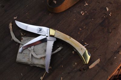 Browning Vintage 505 Lockback Multi-Tool / Bone / Polished 440 Stainless ( Pre Owned )