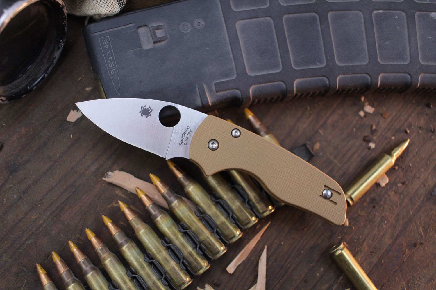 Spyderco Lil&#39; Native 2.5&quot; Compression Lock Folder / Coyote Brown G-10 / Satin 10V ( Pre Owned )