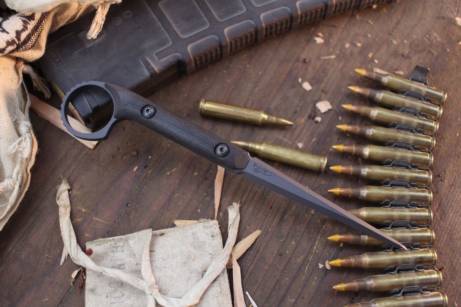 Half Face Blades Ringed Cardiac Spike 3.8” Tactical Spike / Black G-10 / Sniper Grey Cerakote A2