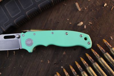 Demko AD20.5 Drop Point 3.2" Shark Lock Folder / Island Green Cerakote Titanium / Stonewashed 20CV