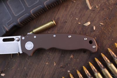 Demko AD20.5 Shark Foot 3.2" Shark Lock Folder / Barrett Brown Cerakote Titanium / Stonewashed 20CV