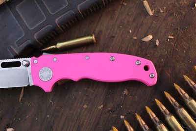 Demko AD20.5 Drop Point 3.2" Shark Lock Folder / Prison Pink Cerakote Titanium / Stonewashed 20CV