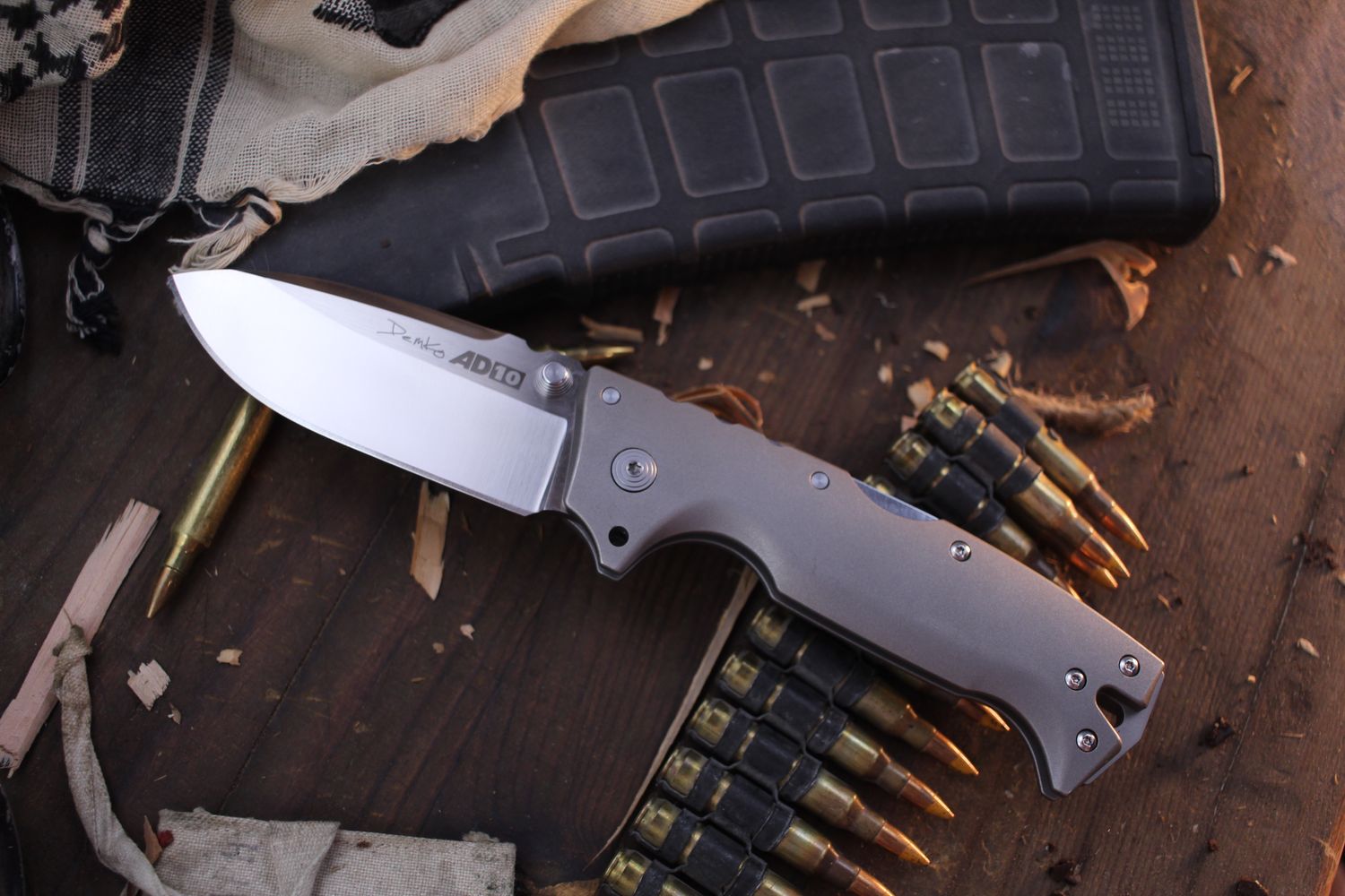 Cold Steel AD-10 3.625&quot; Lockback Folder / Bead Blasted Titanium / Satin 3V ( Pre Owned )