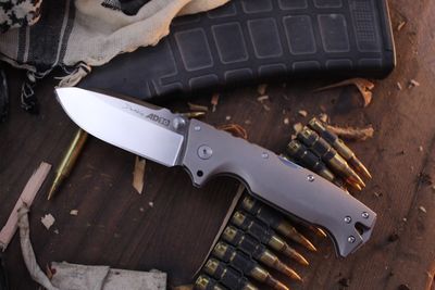 Cold Steel AD-10 3.625&quot; Lockback Folder / Bead Blasted Titanium / Satin 3V ( Pre Owned )