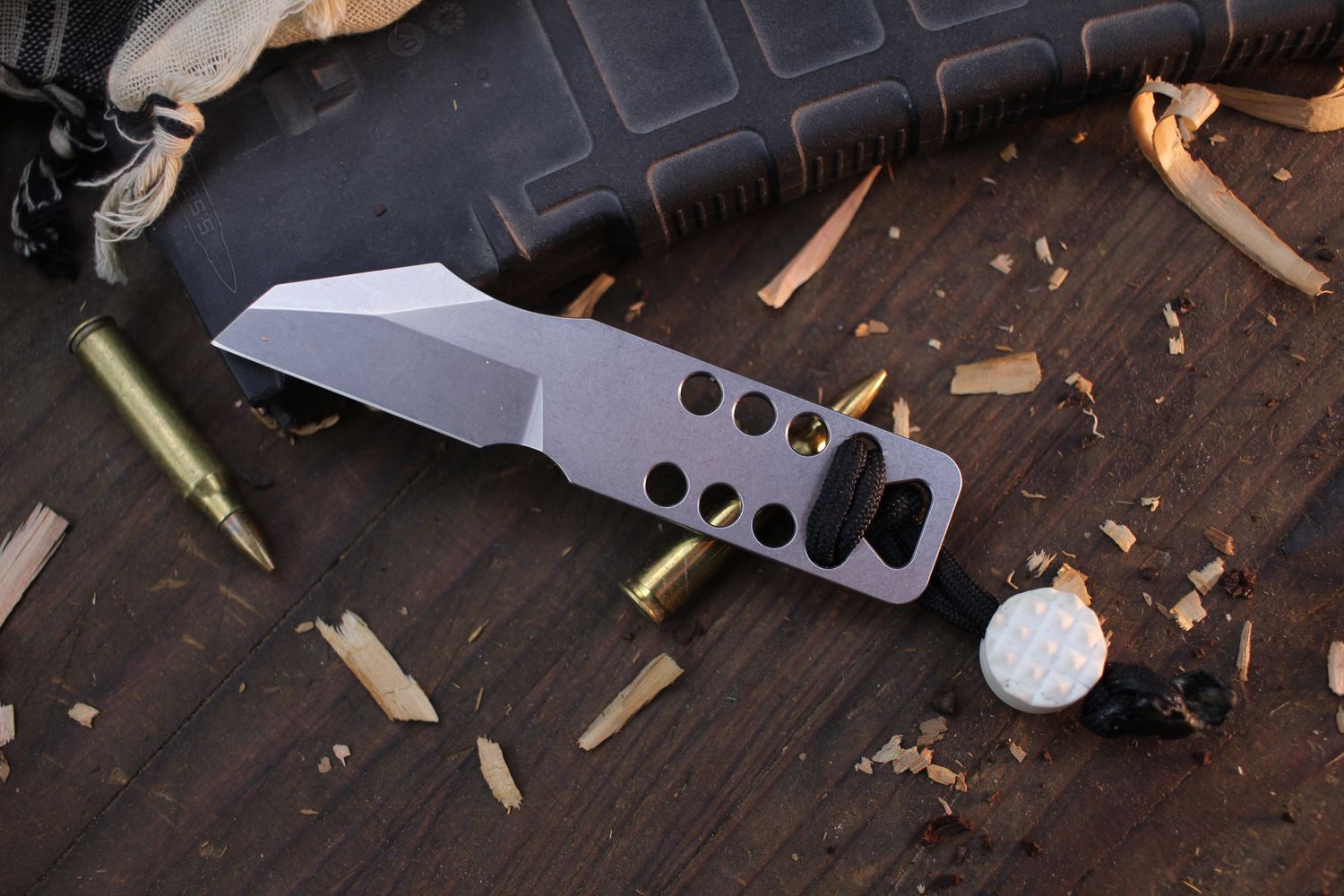 JRW Champ 1.8&quot; Fixed Blade / Skeletonized / Stonewashed MagnaCut ( Pre Owned )