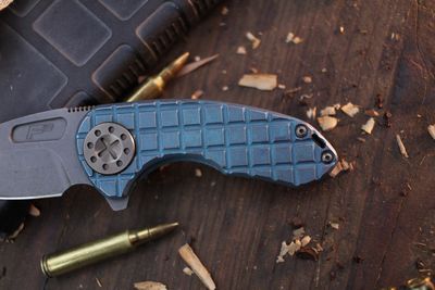 Curtiss Knives F3 Compact Slicer 2.5" Framelock Flipper / Aqua Frag Titanium &amp; Hardware / Blasted CPM-MagnaCut ( Pre Owned )