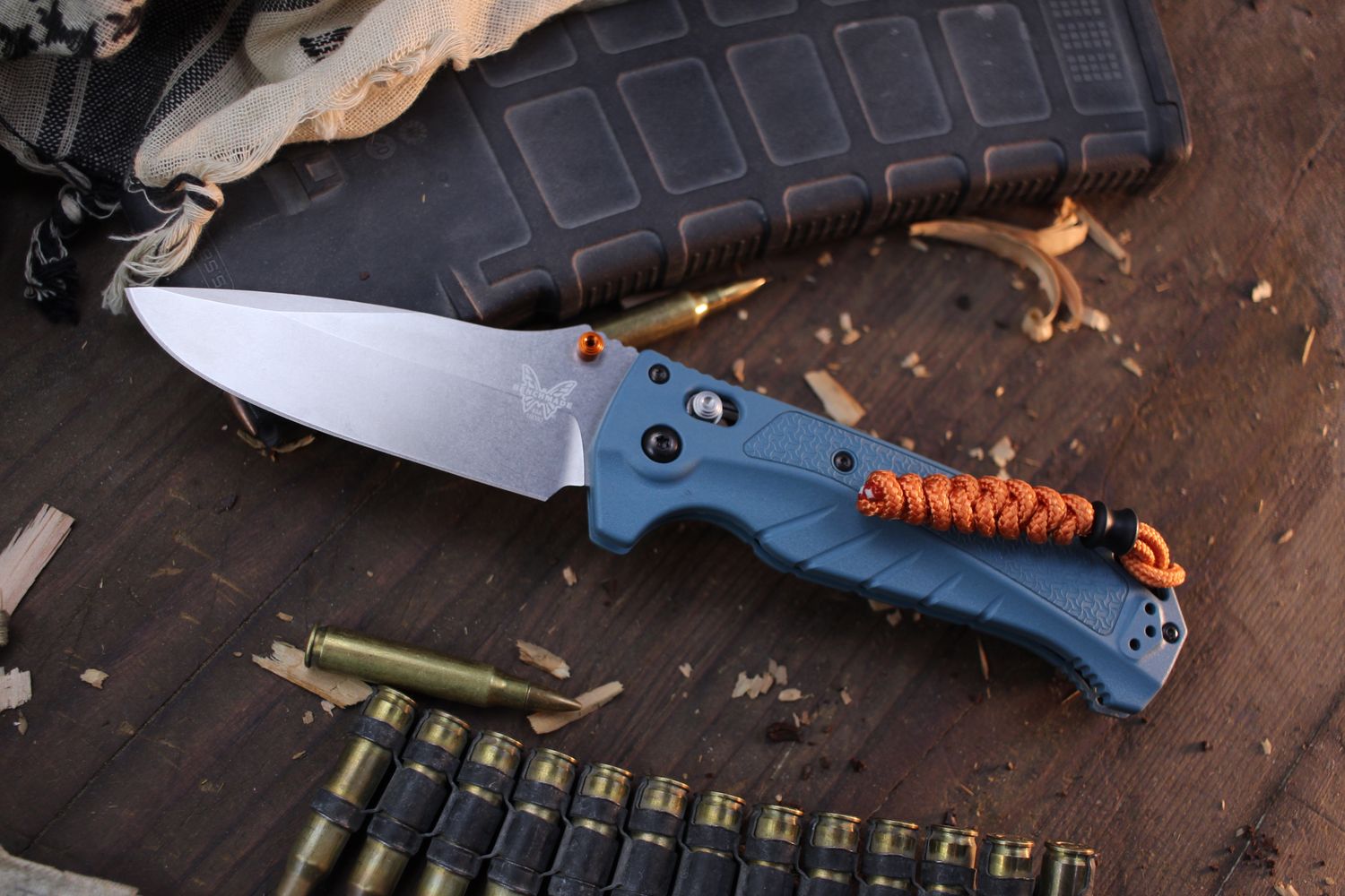 Benchmade Adira 3.9&quot; AXIS Lock Folder / Depth Blue Grivory / Stonewashed MagnaCut ( Pre Owned ) 