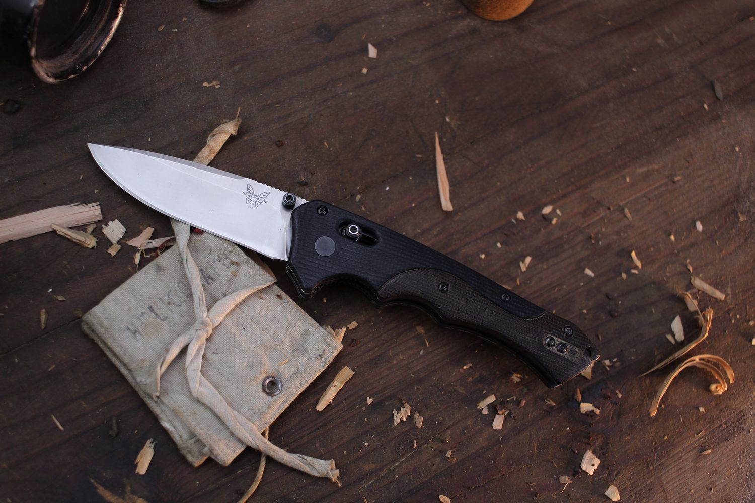Benchmade Mini Rukus 3.4&quot; AXIS Lock Folder / Brown Micarta &amp; Black G-10 / Satin S30V (Pre-Owned)