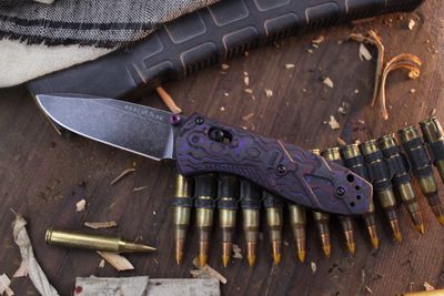 Benchmade Gold Class Mini Barage 2.91&quot; Assisted Axis Lock Folder / Purple Haze FatCarbon / Blackwashed S90V