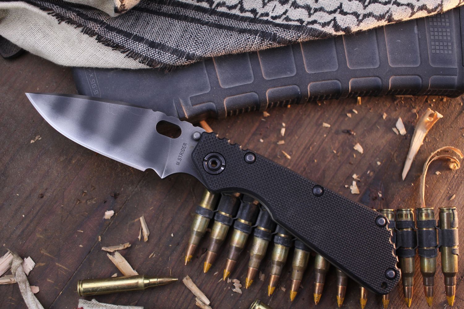 Strider Knives SMF 4&quot; Framelock Folder / Flamed Ti &amp; Black G10 / Tiger Stripe 20CV ( Pre Owned )