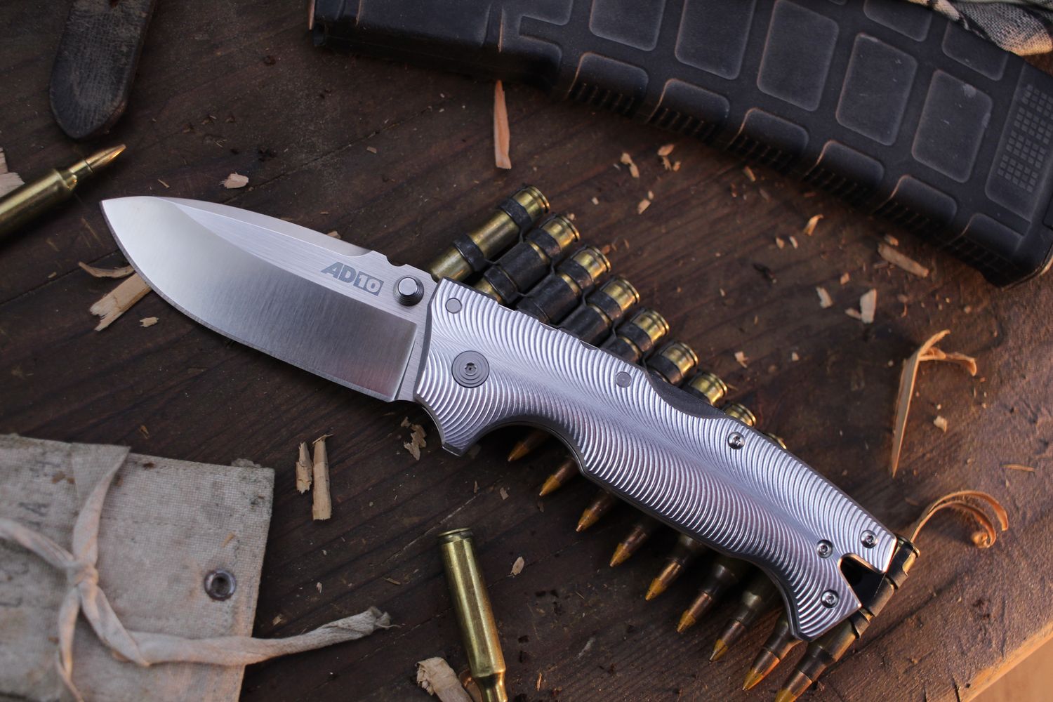 Cold Steel AD-10 3.625&quot; Folding Knife / Original Goat Textured Aluminum Scales / Satin S35VN ( Pre Owned )