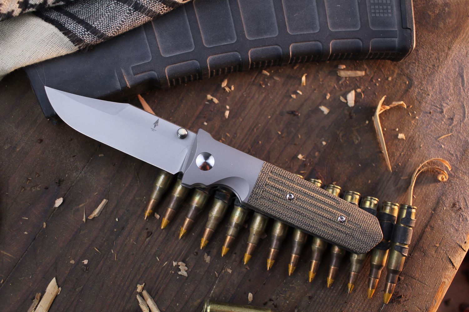 Terrain 365 STS-AT 3.5&quot; Framelock Folder / Titanium &amp; Green Micarta / Bead Blasted Terravantium ( Pre Owned )