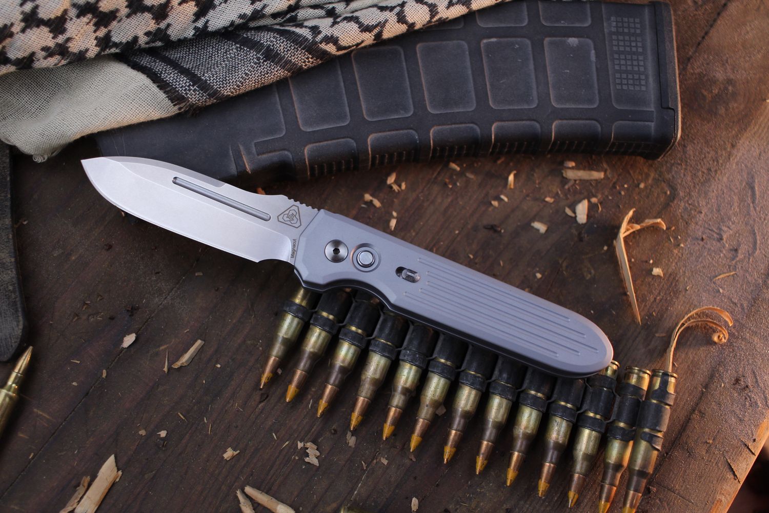 Pro-Tech 2024 Atlanta Blade Show PDW Invictus 3.5&quot; Button Lock Auto / Steel &amp; MOP Button / Stonewashed MagnaCut ( Pre Owned )