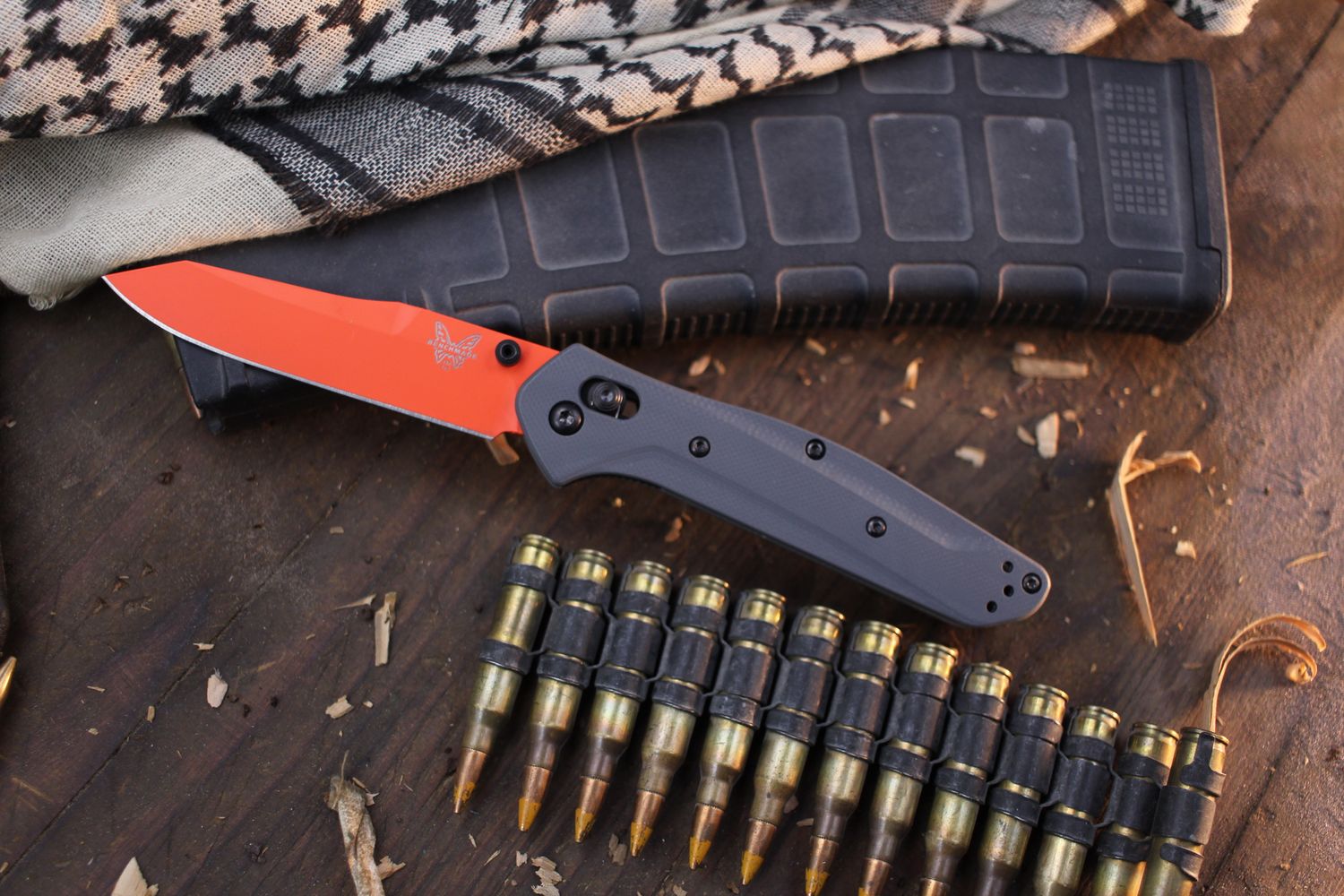 Benchmade Osborne 3.4&quot; AXIS Lock Folder / Grey G-10 / Orange S30V ( Pre Owned )