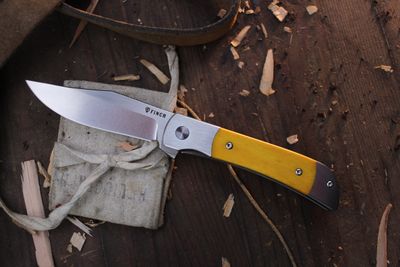 Finch Knives Frog Leg 3&quot; Frame Lock Flipper / Sunkist Ox Bone / Satin 154CM