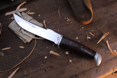 Case Vintage 1960&#39;s Hunter 5.75&quot; Fixed Blade / Stacked Leather / Polished Tru-Sharp Stainless ( Pre Owned )
