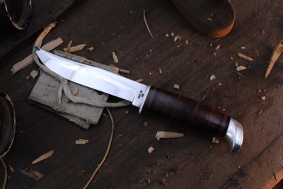 Case Vintage 5&quot; Hunting Knife / Stacked Leather / Polished Tru-Sharp Stainless ( Pre Owned )