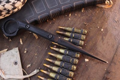 Half Face Blades Ringed Cardiac Spike 3.8” Tactical Spike / Black G-10 / Black Cerakote A2 ( Pre Owned )