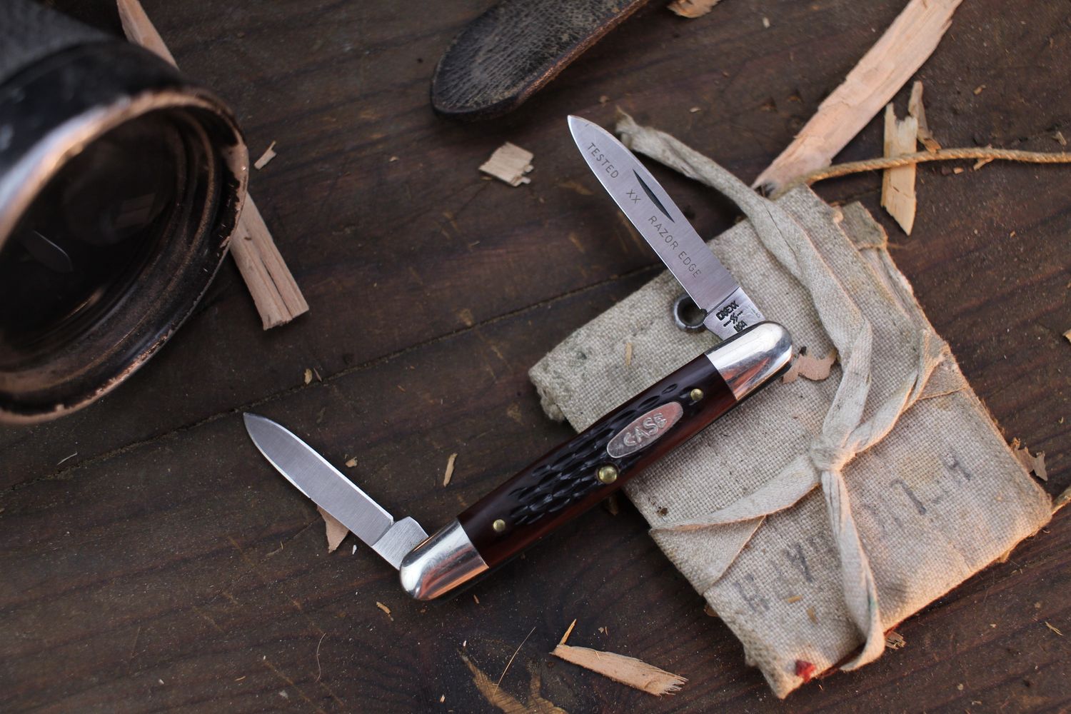 Case Eisenhower 3.125&quot; Closed Slipjoint Folder / Red Jigged Bone / Satin Tru-Sharp Stainless ( Pre Owned )