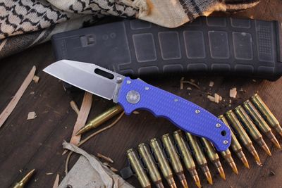 Demko Knives AD 20.5 3.2&quot; Shark Lock Knife / Blue G10 / Stonewashed 20CV ( Pre Owned )