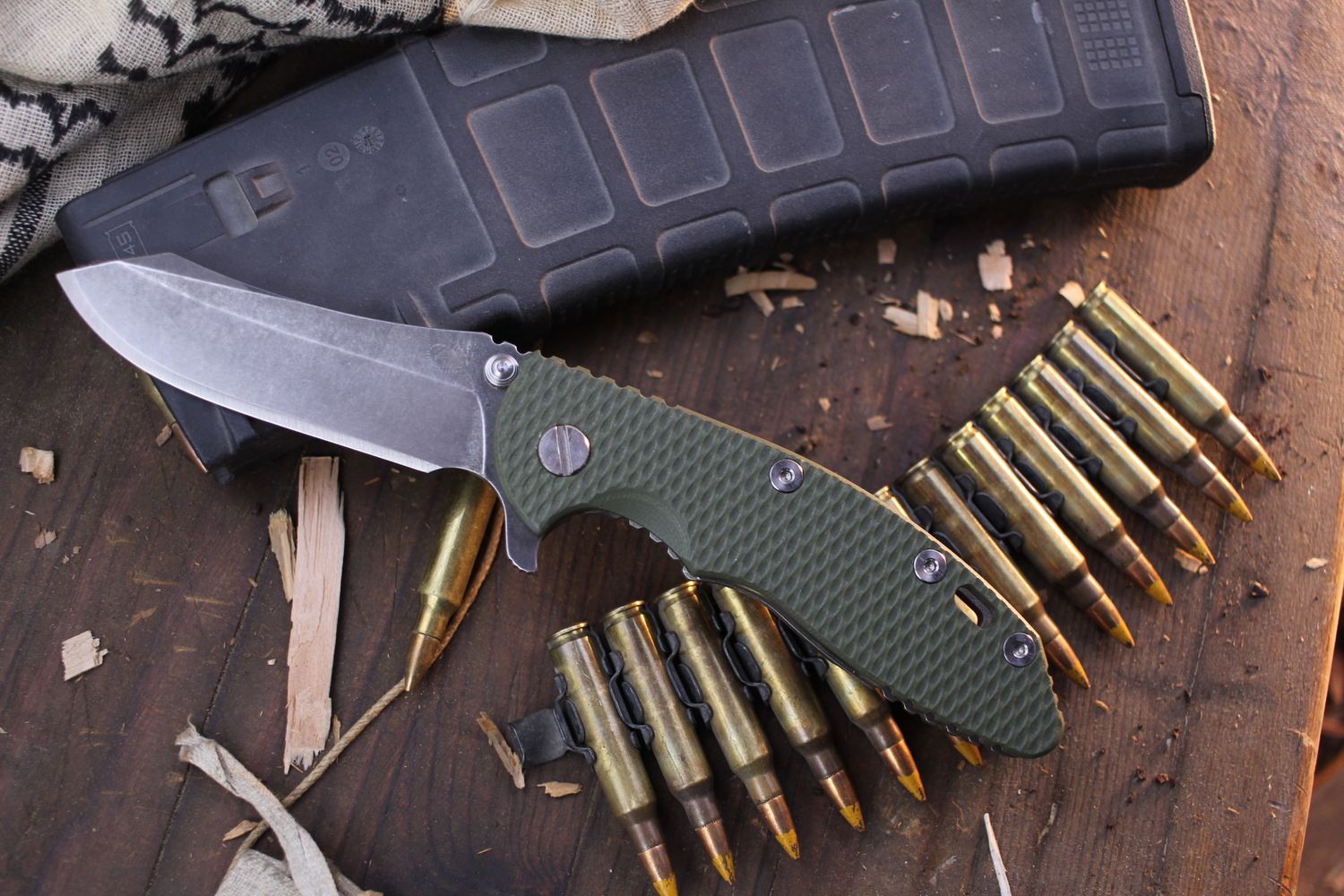 Hinderer Gen.4 XM-18 3.5&quot; Skinner Framelock Flipper / OD G-10 &amp; Working Finish Titanium / Working Finish S35VN( Pre Owned )