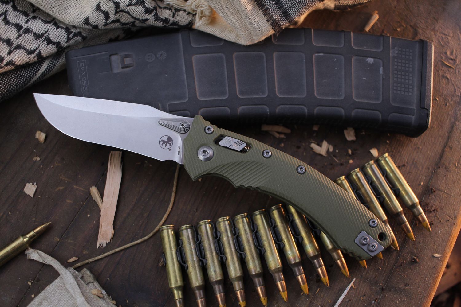 Microtech Amphibian S/E 3.9&quot; Ram-Lok Folder / Fluted OD Green G-10 / Stonewashed M390MK ( Pre Owned )