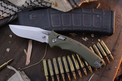 Microtech Amphibian S/E 3.9&quot; Ram-Lok Folder / Fluted OD Green G-10 / Stonewashed M390MK ( Pre Owned )