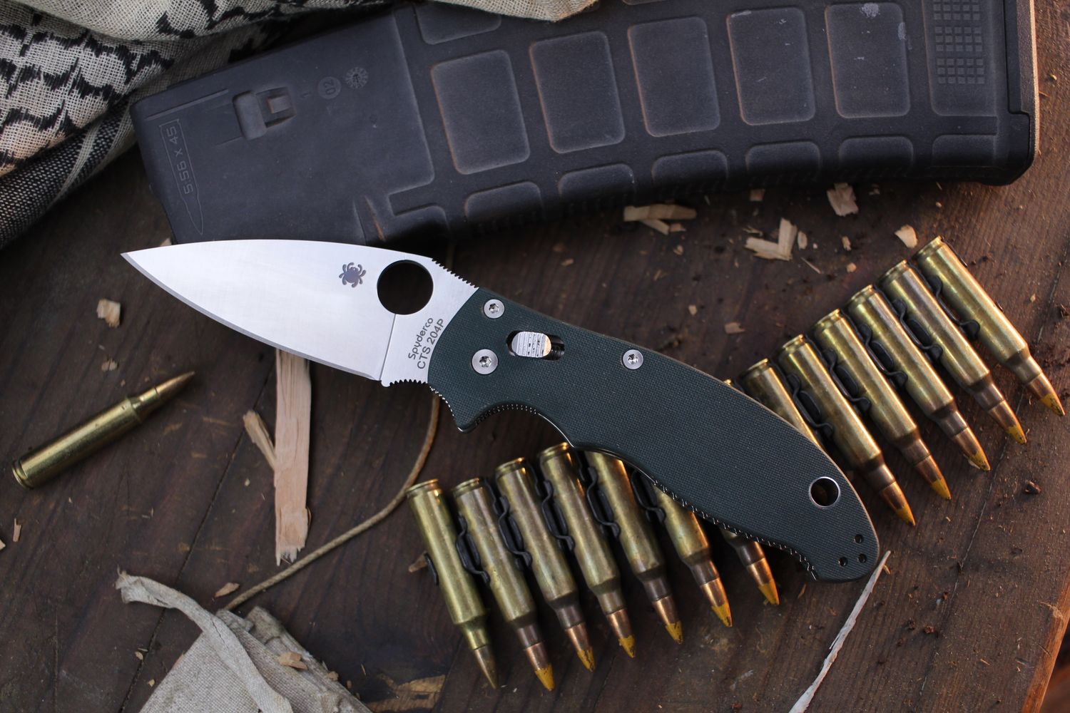 Spyderco KW Exclusive Manix 2 3.37&quot; Ball Bearing Lock Folder / Sage Green  G-10 / Satin CTS-204P  ( Pre Owned )