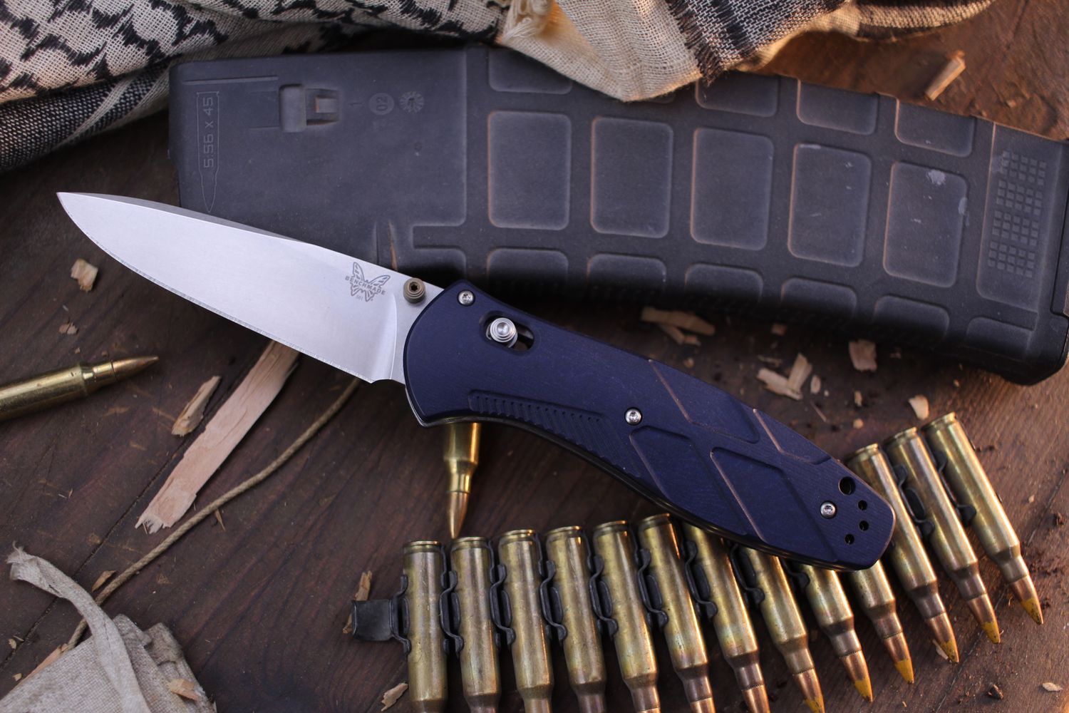 Benchmade Barrage 3.6&quot; AXIS Lock Assisted Folder / Blue Canyon Richlite / Stonewashed S30V