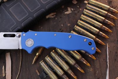 Demko AD20.5 Drop Point 3.2" Shark Lock Folder / It's A Boy Blue Cerakote Titanium / Stonewashed 20CV
