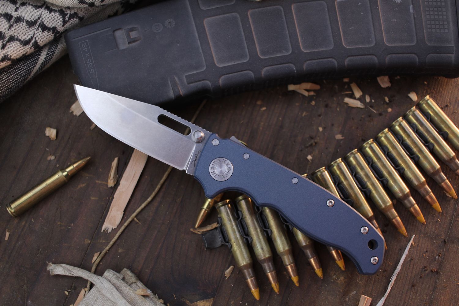 Demko AD20.5 Drop Point 3.2&quot; Shark Lock Folder / Northern Lights Cerakote Titanium / Stonewashed 20CV