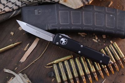 Microtech Ultratech T/E 3.4&quot; OTF Auto / Black Aluminum / Stonewashed ( Pre Owned )