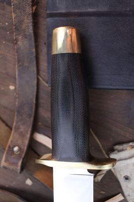 David Reed Taiga Fighter 7.5" Fixed Bowie / Black Micarta &amp; Brass Double Guard / Polished D2