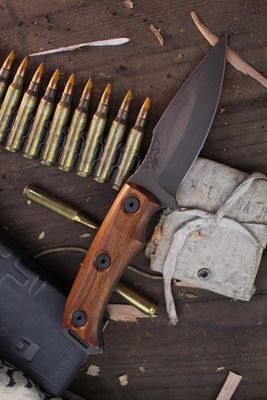 Half Face Blade Ishi 3.7" Fixed Blade / Desert Ironwood / Acidwashed S45VN ( Pre Owned )