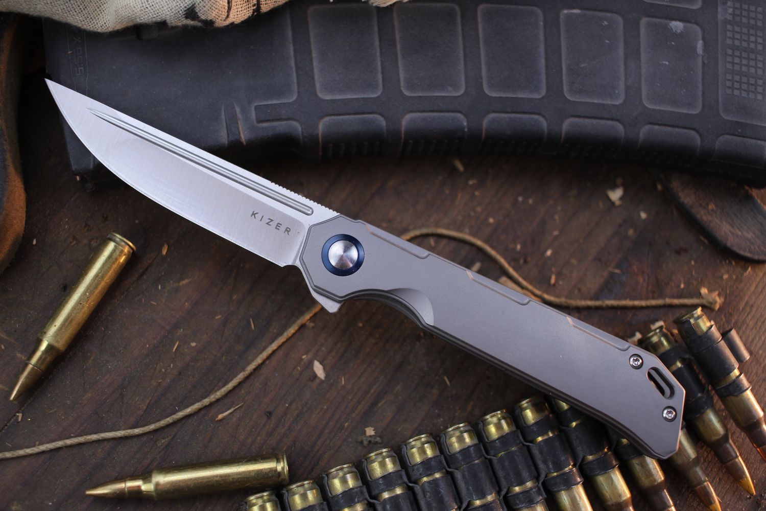 Kizer Begleiter 3.54&quot; Framelock Flipper / Titanium / Satin S35VN ( Pre Owned )