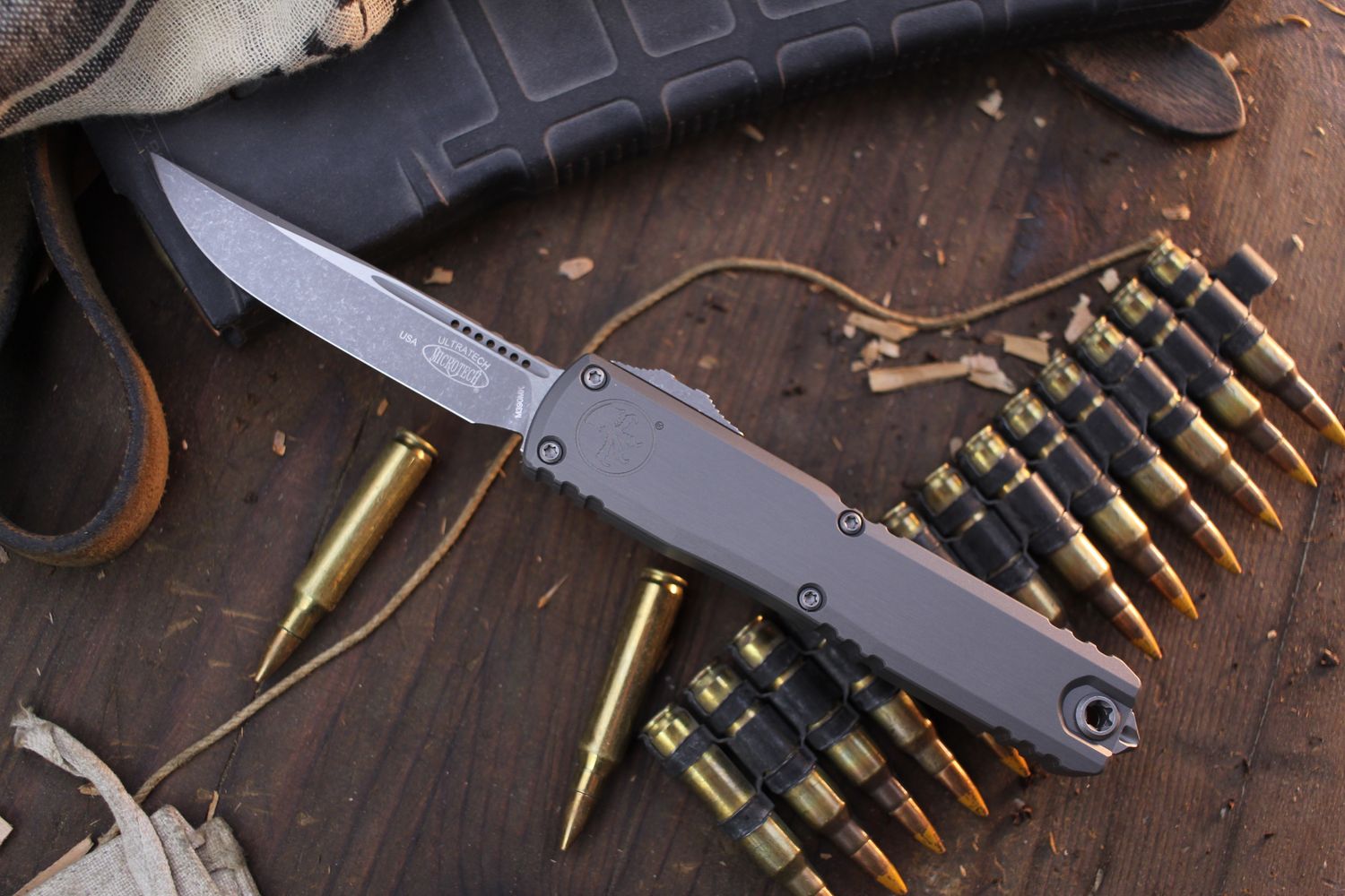 Microtech Ultratech ZBP S/E 3.5&quot; AUTO OTF / Natural Clear Aluminum / Apocalyptic Bohler M390MK