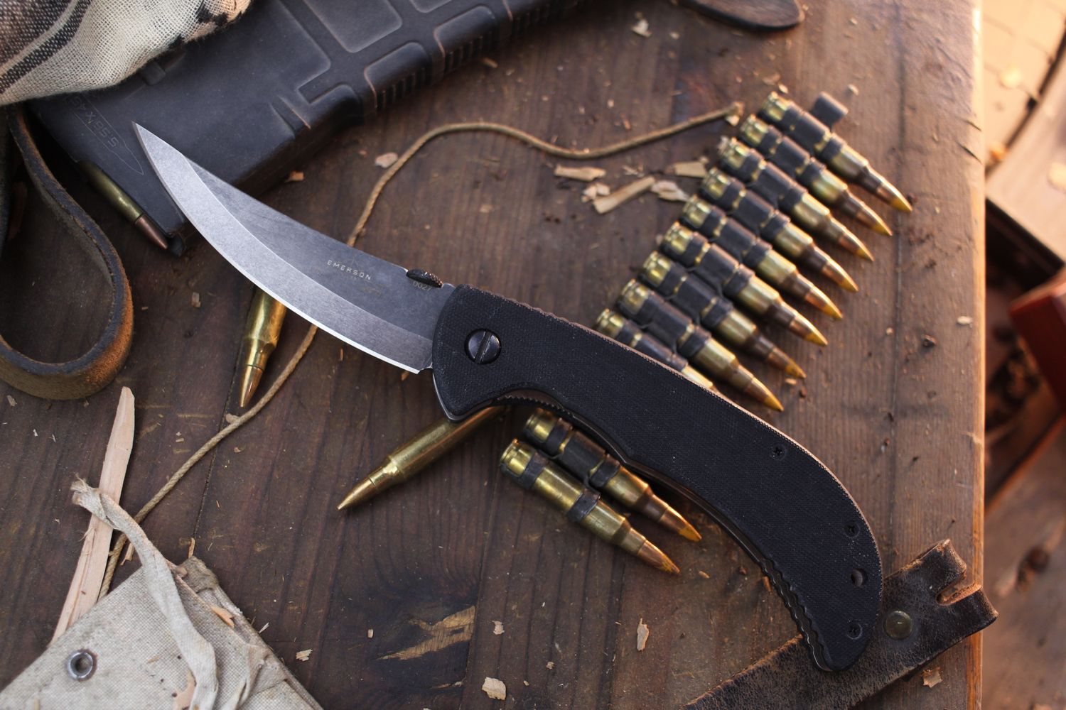 Emerson Persian TF 4&quot; Linerlock Folder / Black G-10 / Thunderstorm 154CM ( Pre Owned )