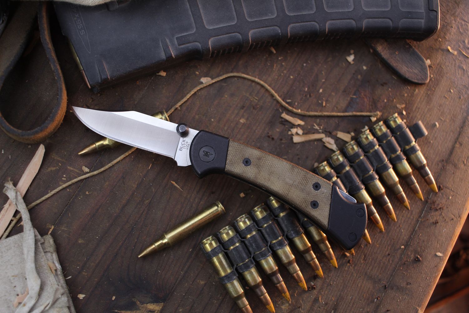 Buck 112 Ranger Sport 3&quot; Lockback Folder / Black Aluminum &amp; Green Micarta / Satin S30V ( Pre Owned )