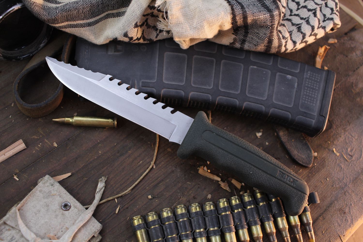Buck Vintage 639 Fieldmate 5.5&quot; Fixed Blade / OD Green Rubber / Bead Blasted 425M ( Pre Owned )