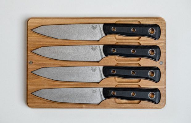 Benhcmade 4 Piece Table Knife Set / Black G-10 / Stonewashed CPM-154
