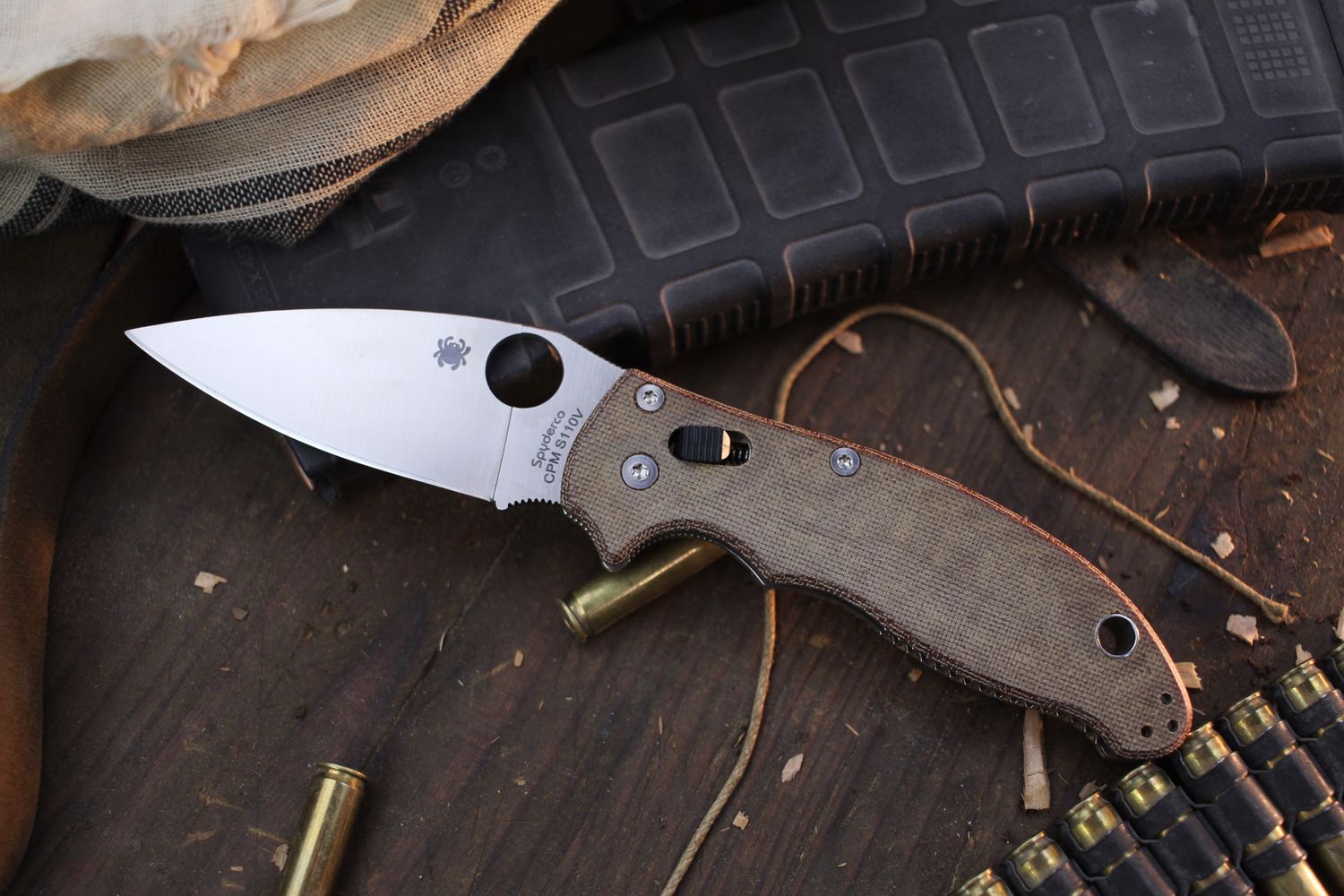 Spyderco Manix 2 Lightweight 3.37&quot; Ball Bearing Lock Folder / Natural Micarta / Satin S110V ( Pre Owned )