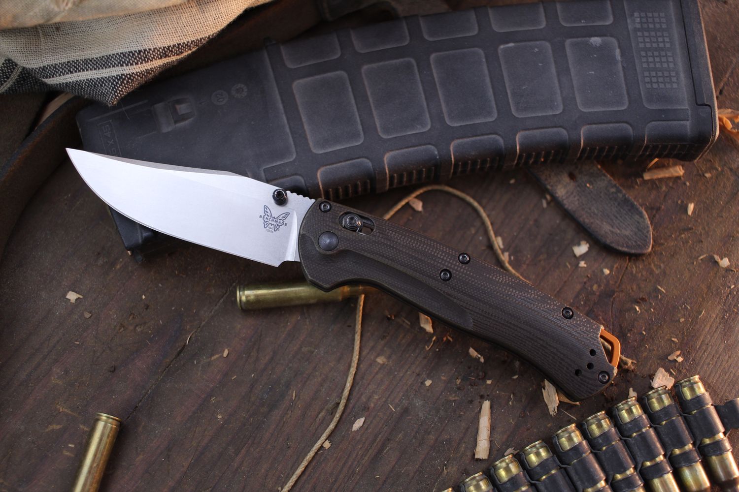 Benchmade Taggedout 3.5&quot; AXIS Lock Folder / Rit Dyed G-10 / Satin S45VN ( Pre Owned )