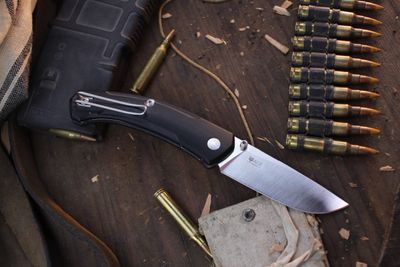 Giantmouse Ace Iona 2.875&quot; Linerlock Folder / Black G-10 / Satin CPM-MagnaCut ( Pre Owned )