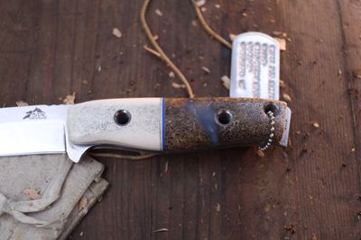 3DK MAK 4" Fixed Drop Point, K110 Blade / Moose Bolsters &amp; Whale Bone Handle