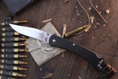 Buck 110 Slim Hunter 3.8&quot; Lockback Knife / Black Micarta / Satin D2 ( Pre Owned )