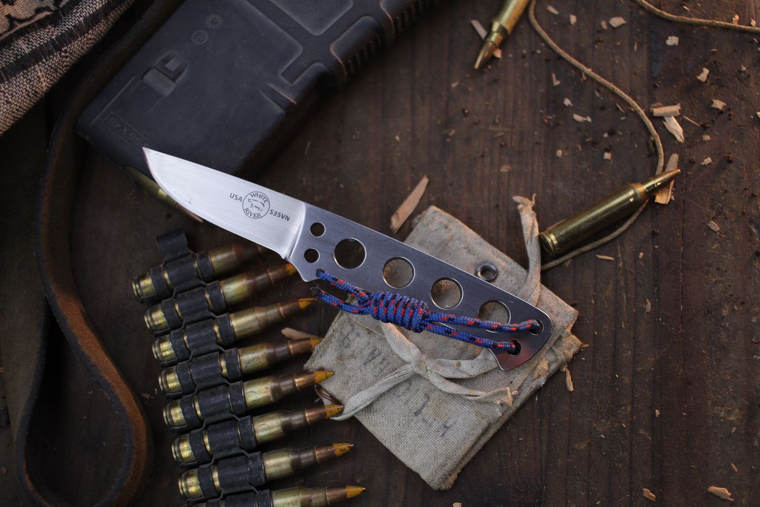 White River Knives ATK (Always There Knife) 2.5&quot; Fixed Blade / Skeleton Handle / Stonewashed S35VN ( Pre Owned )