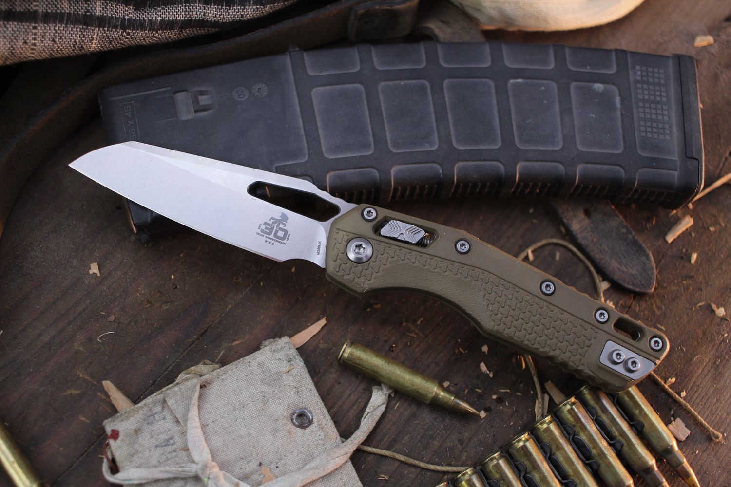 Microtech MSI 30th Anniversary 3.88&quot; RAM-LOK Folder / Dark Earth Polymer / Stonewashed M390MK ( Pre Owned )