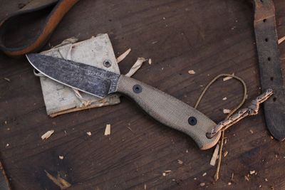Esee Camp-Lore Gibson JG3 3.5&quot; Fixed Blade Knife / Tan Micarta / Blackwashed 1095 ( Pre Owned )
