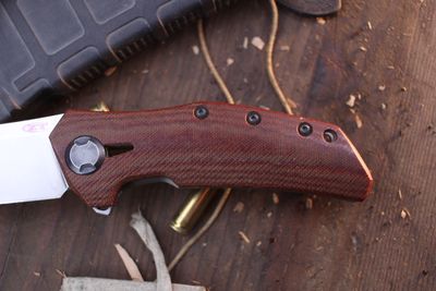 Zero Tolerance 0308 3.75" Frame Lock Flipper / Natural Micarta &amp; Titanium / Stonewashed 20CV ( Pre Owned )