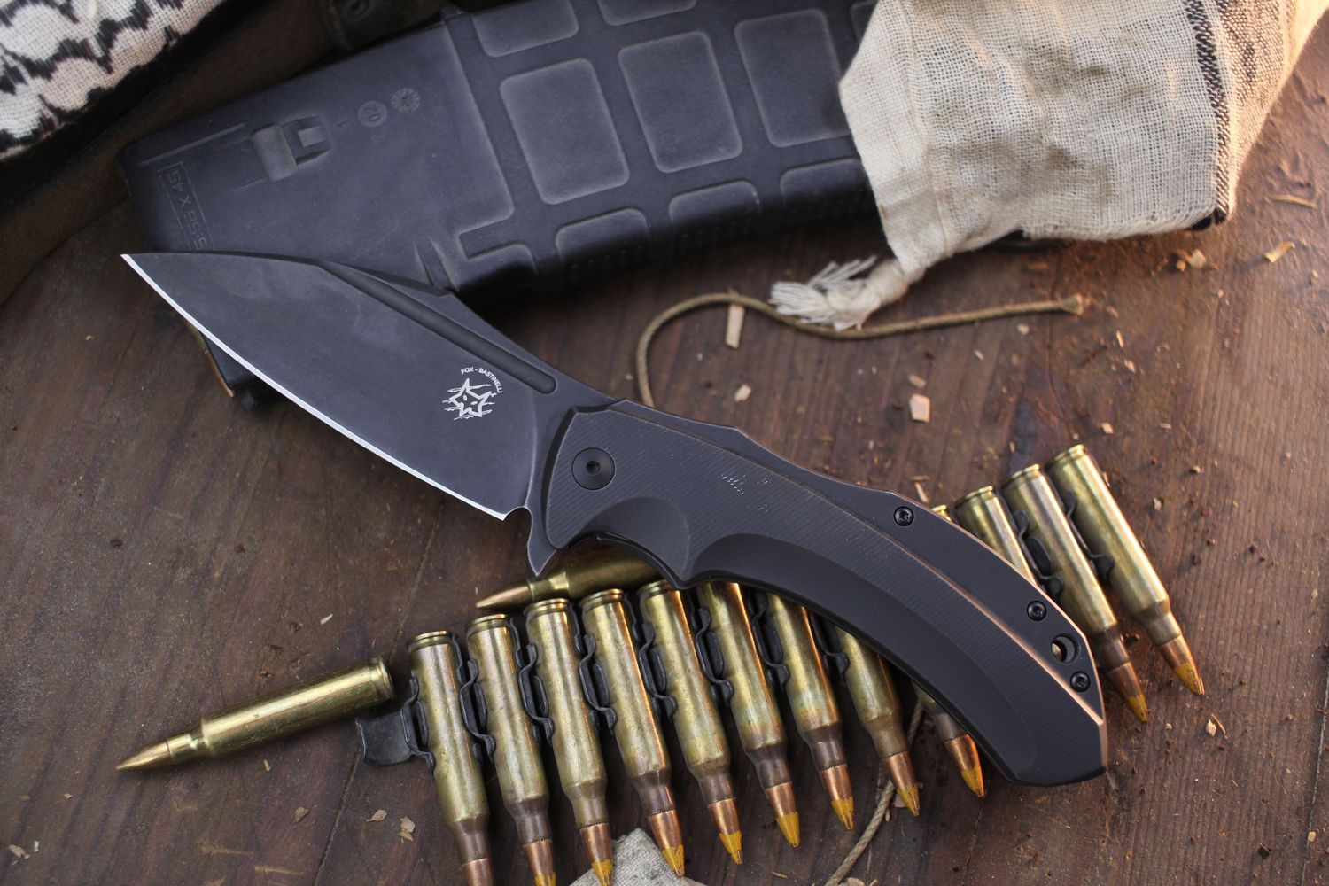 Fox Knives Shadow 3.75&quot; Framelock Flipper / Black Titanium / Black Elmax ( Pre Owned )